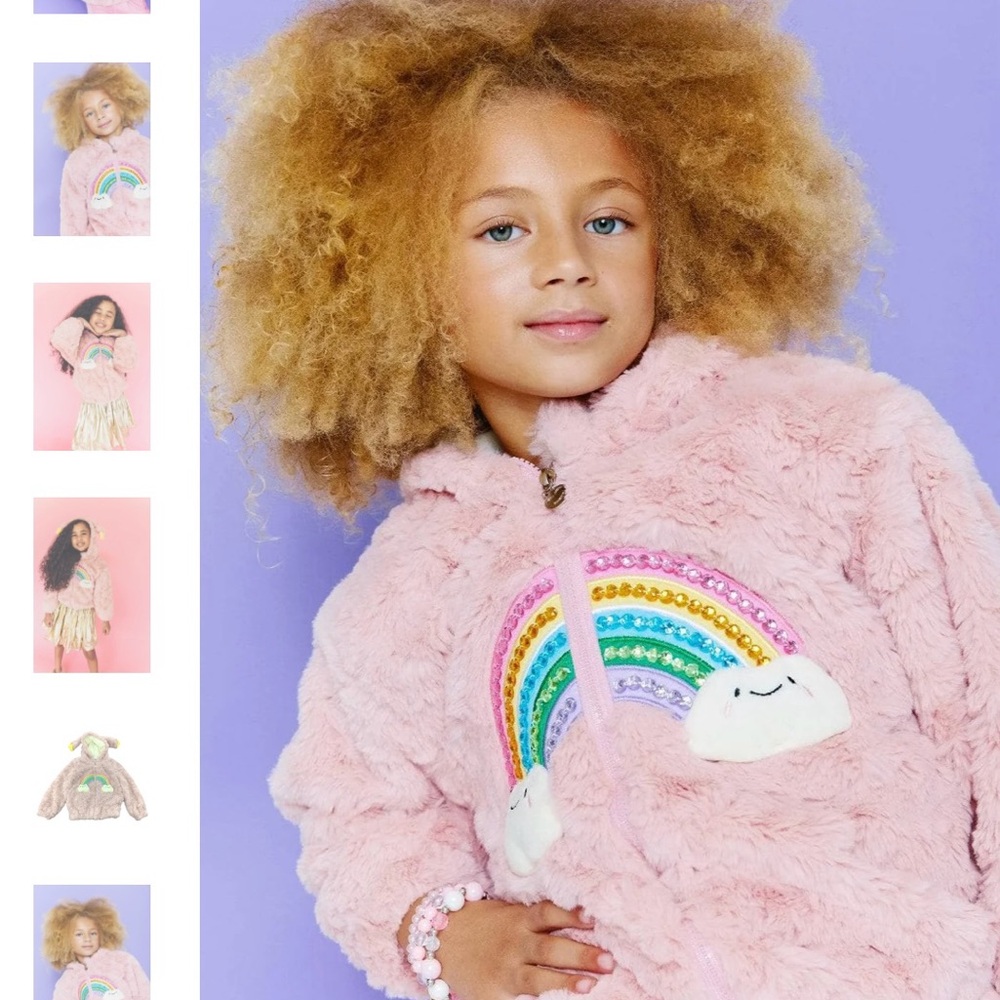 Lola + The Boys Fuzzy Rainbow Star Jacket